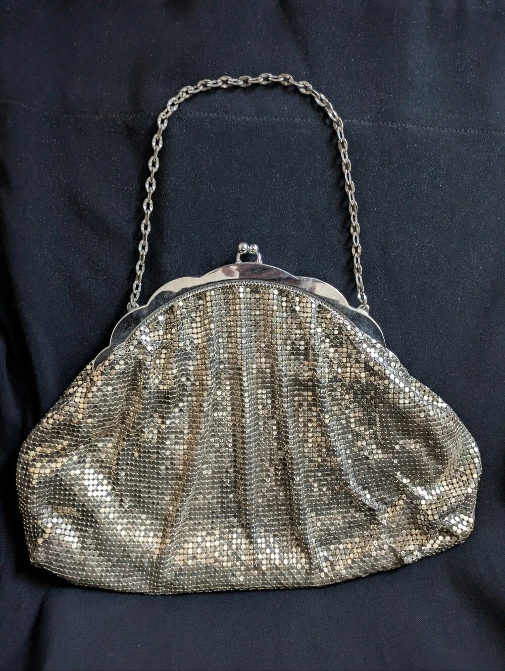 Elegant Metallic Mesh Evening Handbag - Vintage